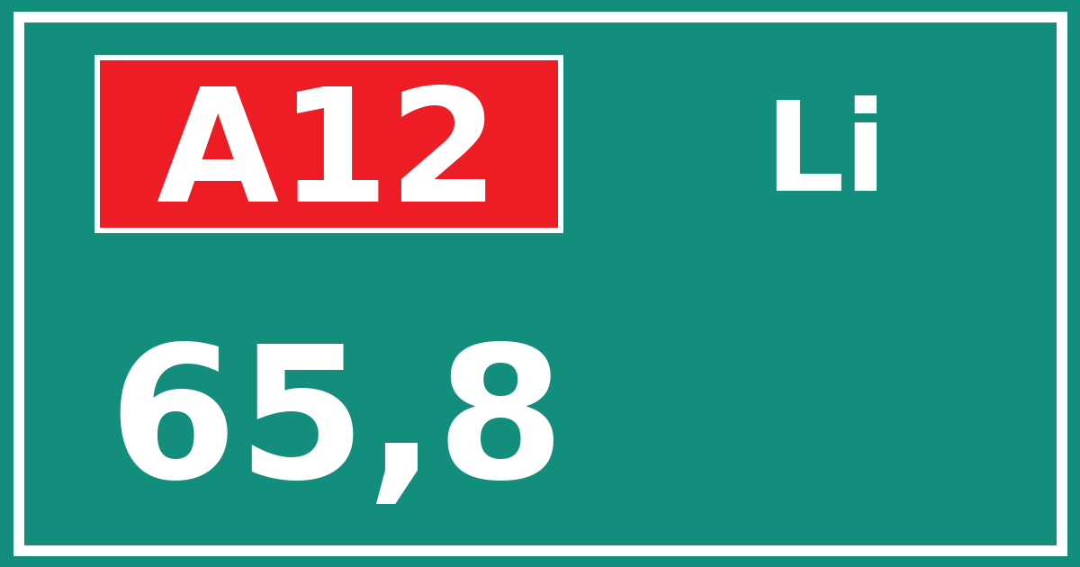 Hectometerbord A12 65,8 zijde Li