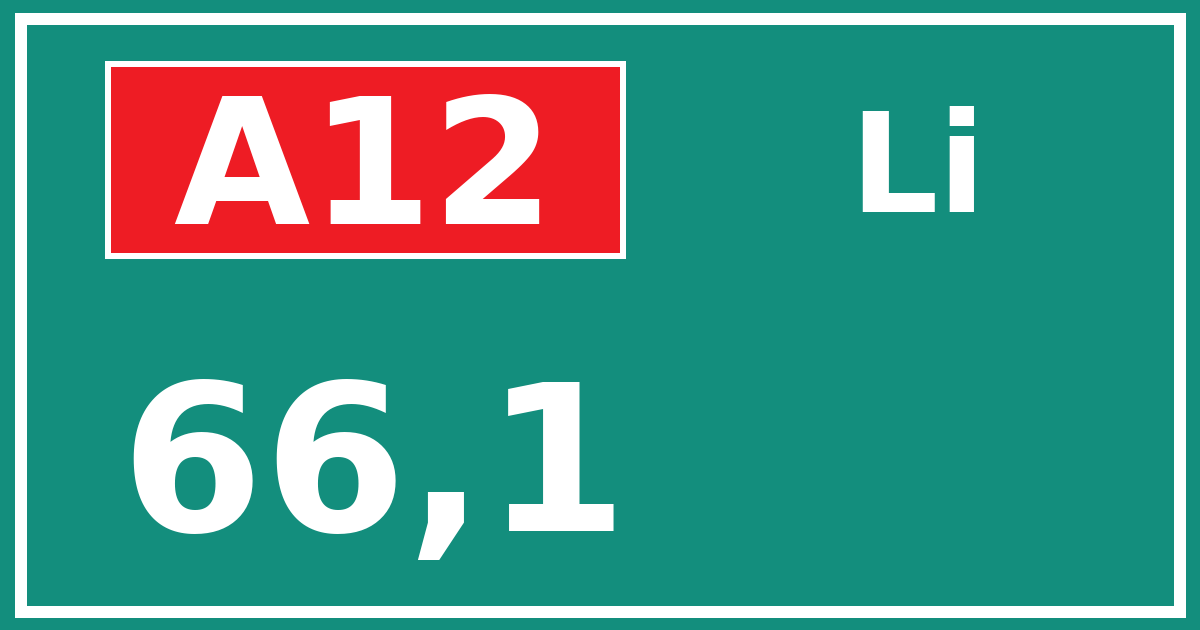 Hectometerbord A12 66,1 zijde Li
