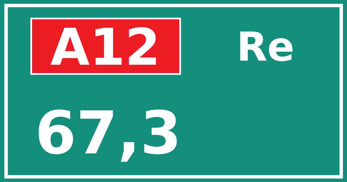 Hectometerbord A12 67,3 zijde Re