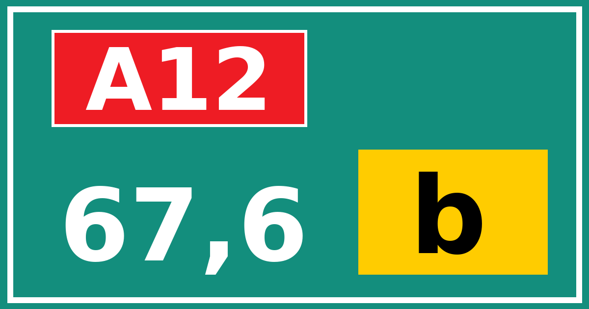 Hectometerbord A12 67,6 letter b