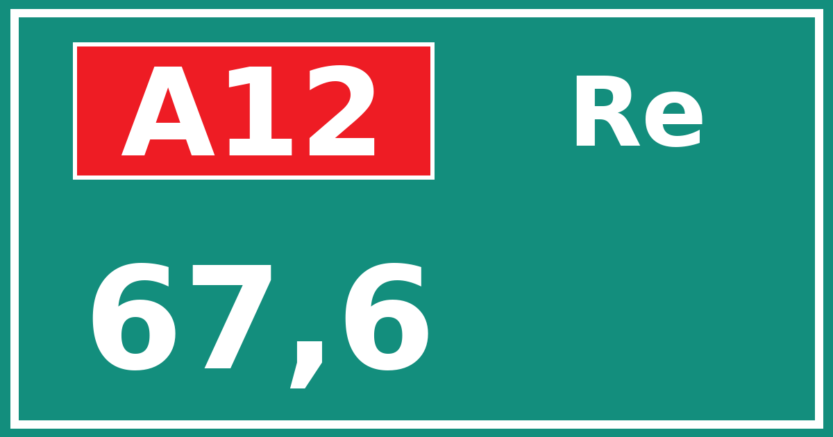 Hectometerbord A12 67,6 zijde Re