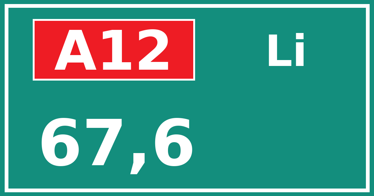 Hectometerbord A12 67,6 zijde Li
