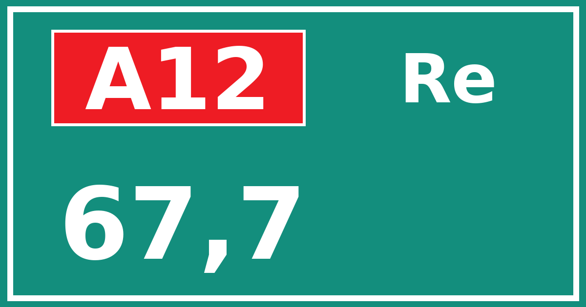 Hectometerbord A12 67,7 zijde Re