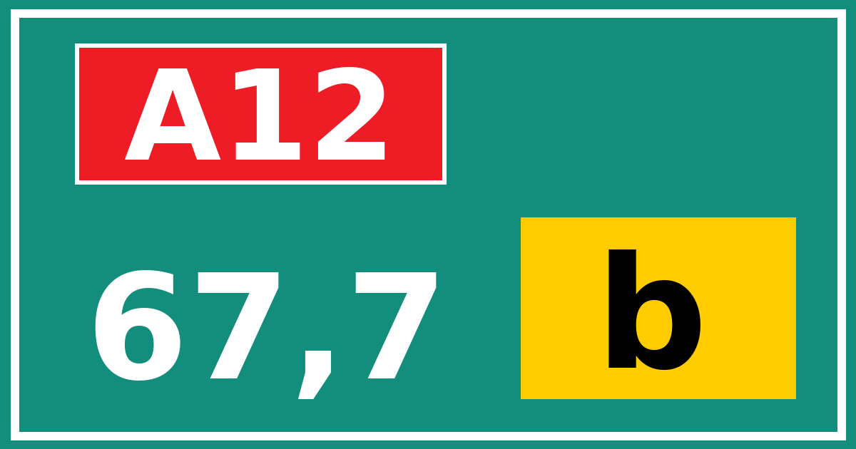 Hectometerbord A12 67,7 letter b