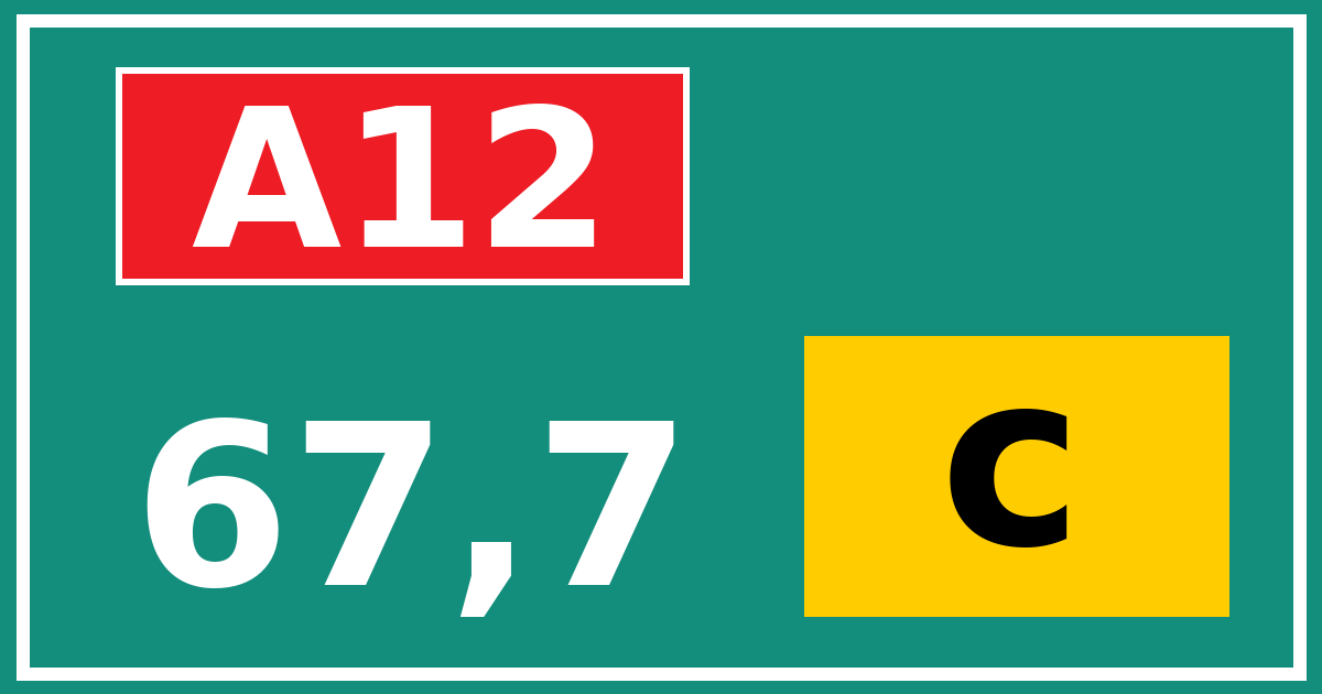 Hectometerbord A12 67,7 letter c