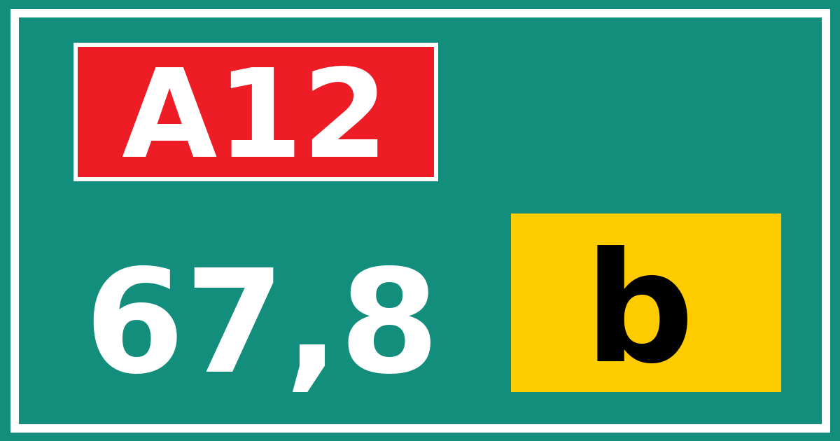 Hectometerbord A12 67,8 letter b