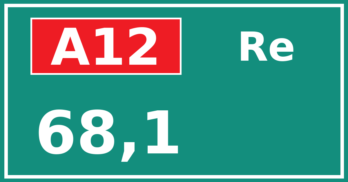 Hectometerbord A12 68,1 zijde Re