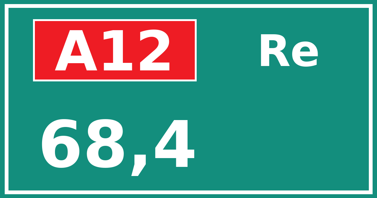 Hectometerbord A12 68,4 zijde Re
