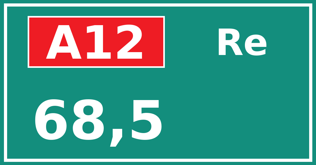 Hectometerbord A12 68,5 zijde Re