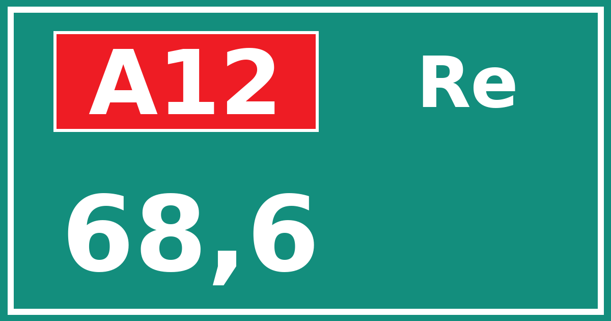 Hectometerbord A12 68,6 zijde Re