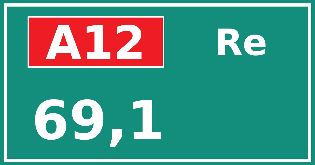 Hectometerbord A12 69,1 zijde Re