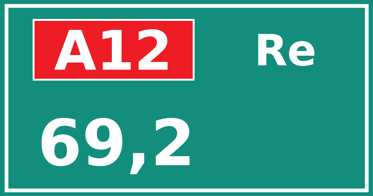 Hectometerbord A12 69,2 zijde Re