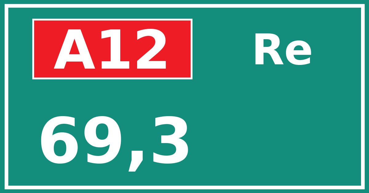 Hectometerbord A12 69,3 zijde Re