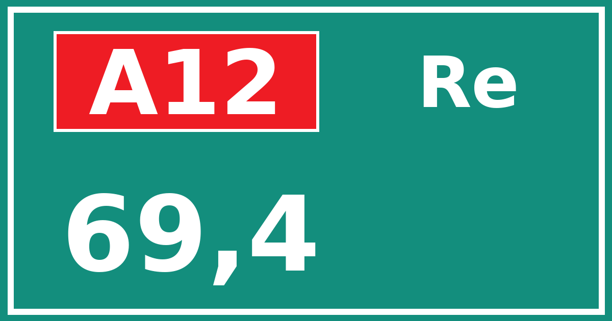 Hectometerbord A12 69,4 zijde Re
