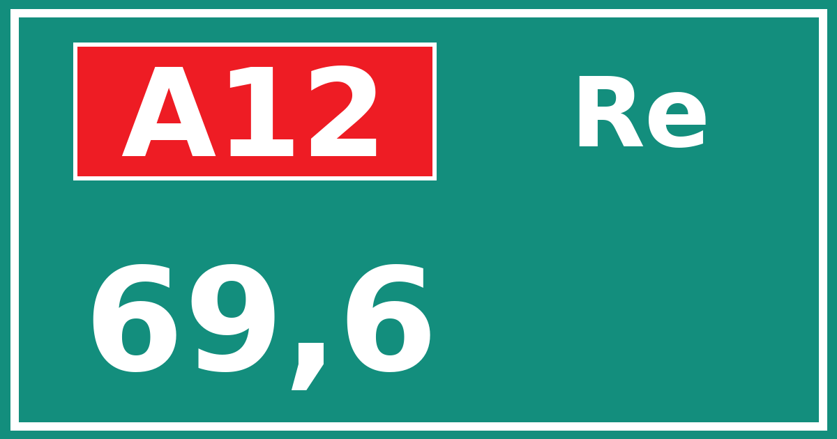 Hectometerbord A12 69,6 zijde Re