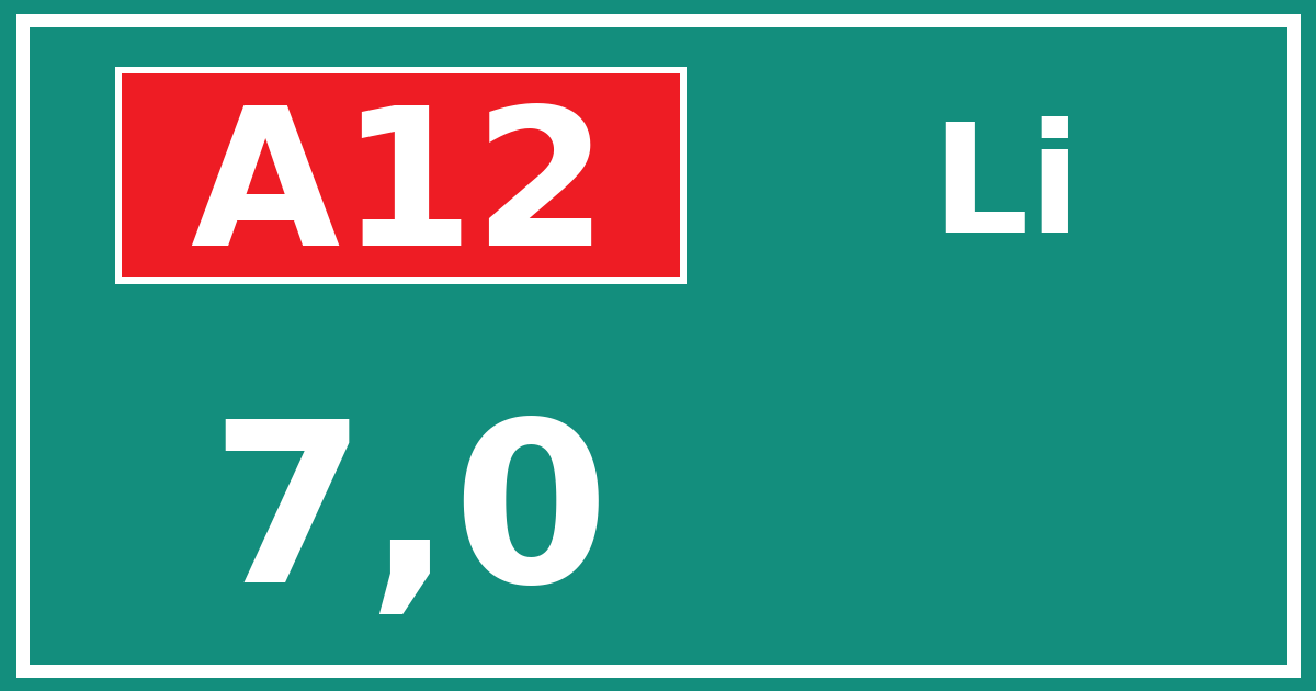 Hectometerbord A12 7,0 zijde Li