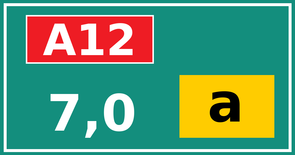 Hectometerbord A12 7,0 letter a