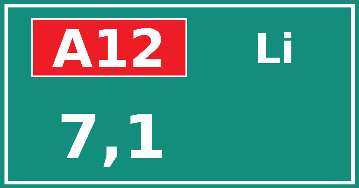 Hectometerbord A12 7,1 zijde Li
