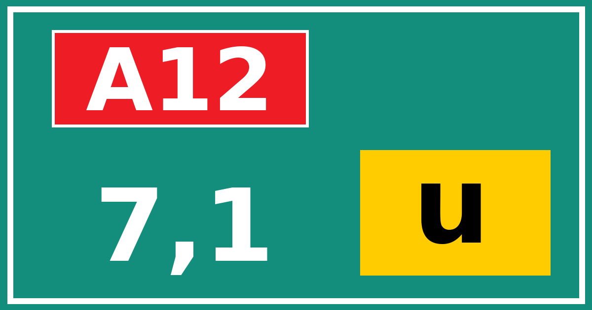 Hectometerbord A12 7,1 letter u