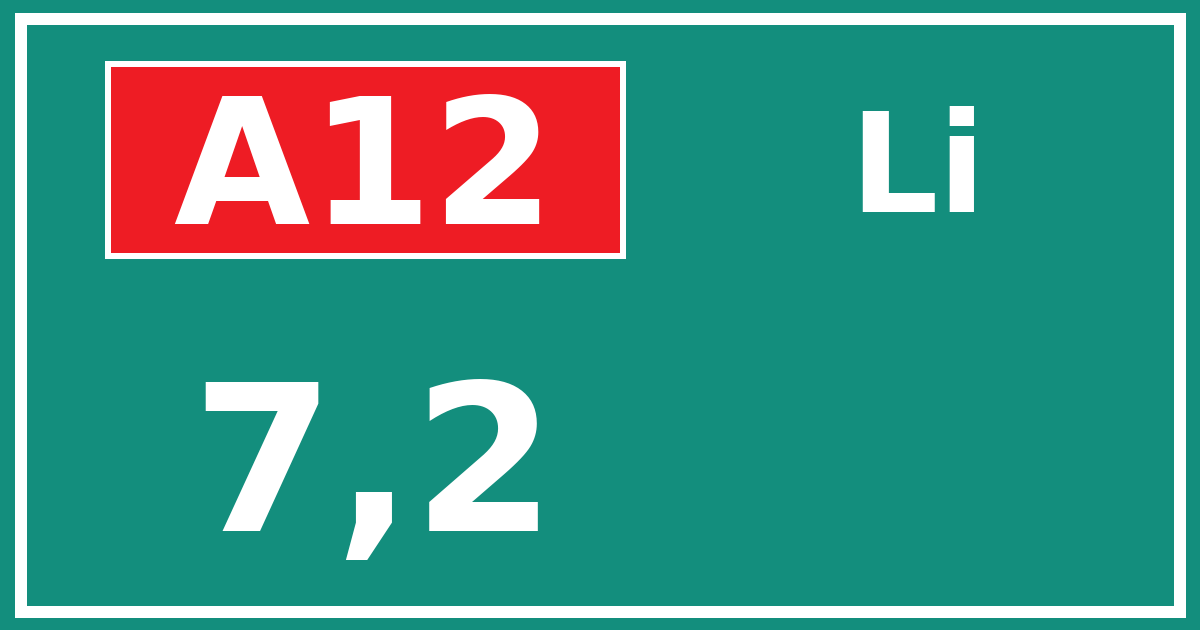 Hectometerbord A12 7,2 zijde Li