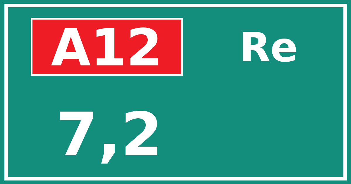 Hectometerbord A12 7,2 zijde Re