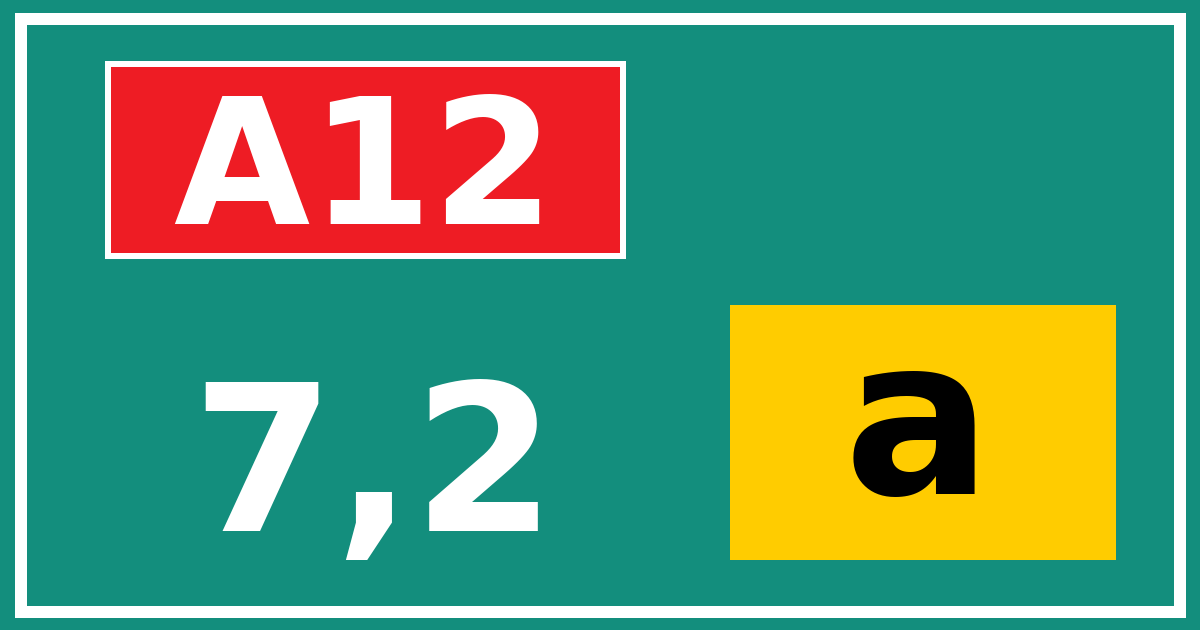 Hectometerbord A12 7,2 letter a