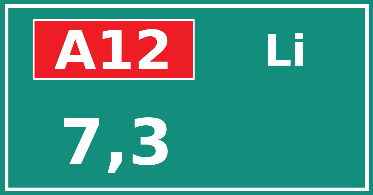 Hectometerbord A12 7,3 zijde Li