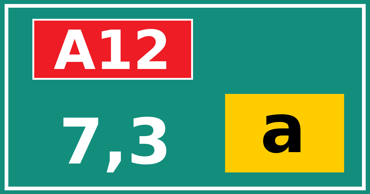 Hectometerbord A12 7,3 letter a