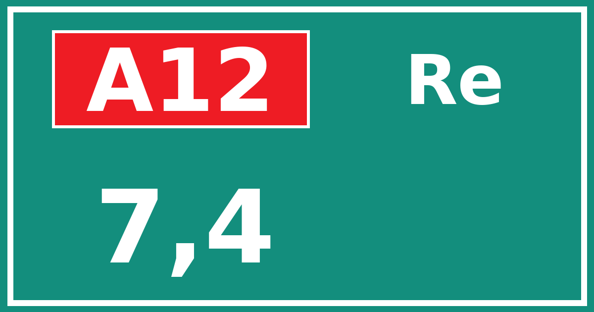 Hectometerbord A12 7,4 zijde Re