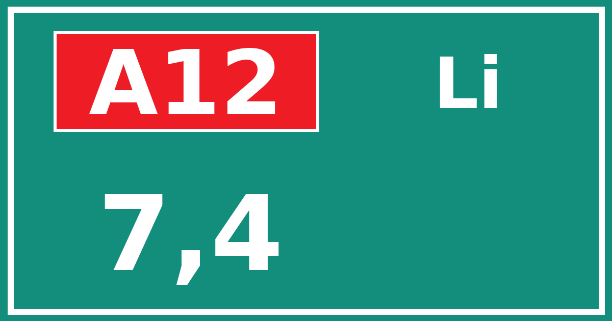 Hectometerbord A12 7,4 zijde Li