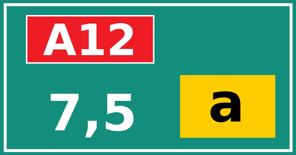 Hectometerbord A12 7,5 letter a