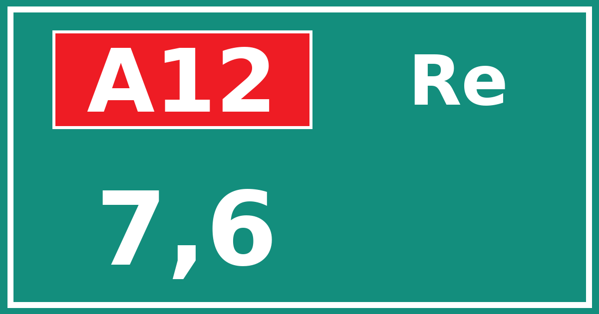 Hectometerbord A12 7,6 zijde Re