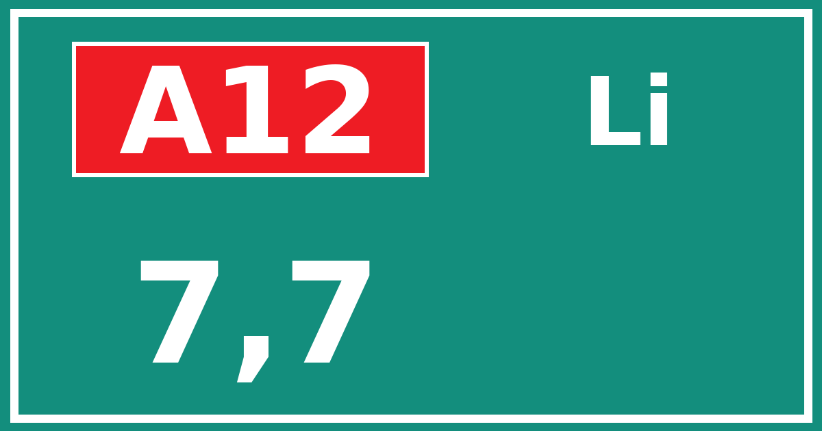 Hectometerbord A12 7,7 zijde Li