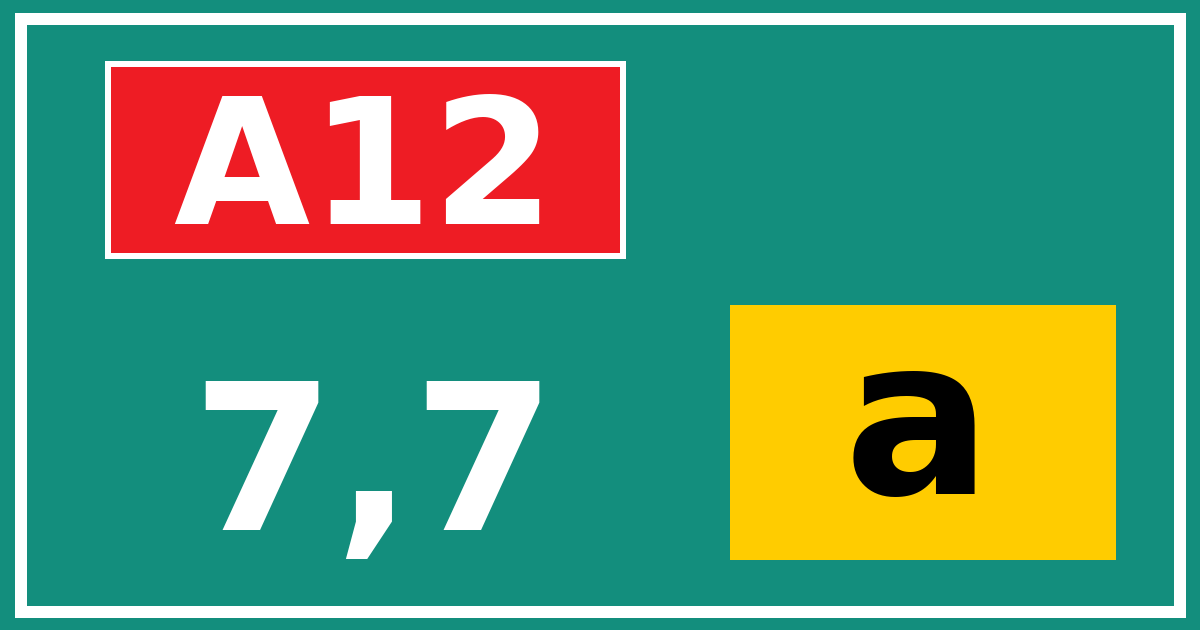 Hectometerbord A12 7,7 letter a