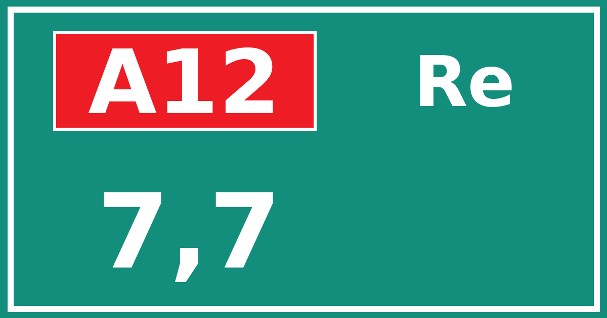 Hectometerbord A12 7,7 zijde Re