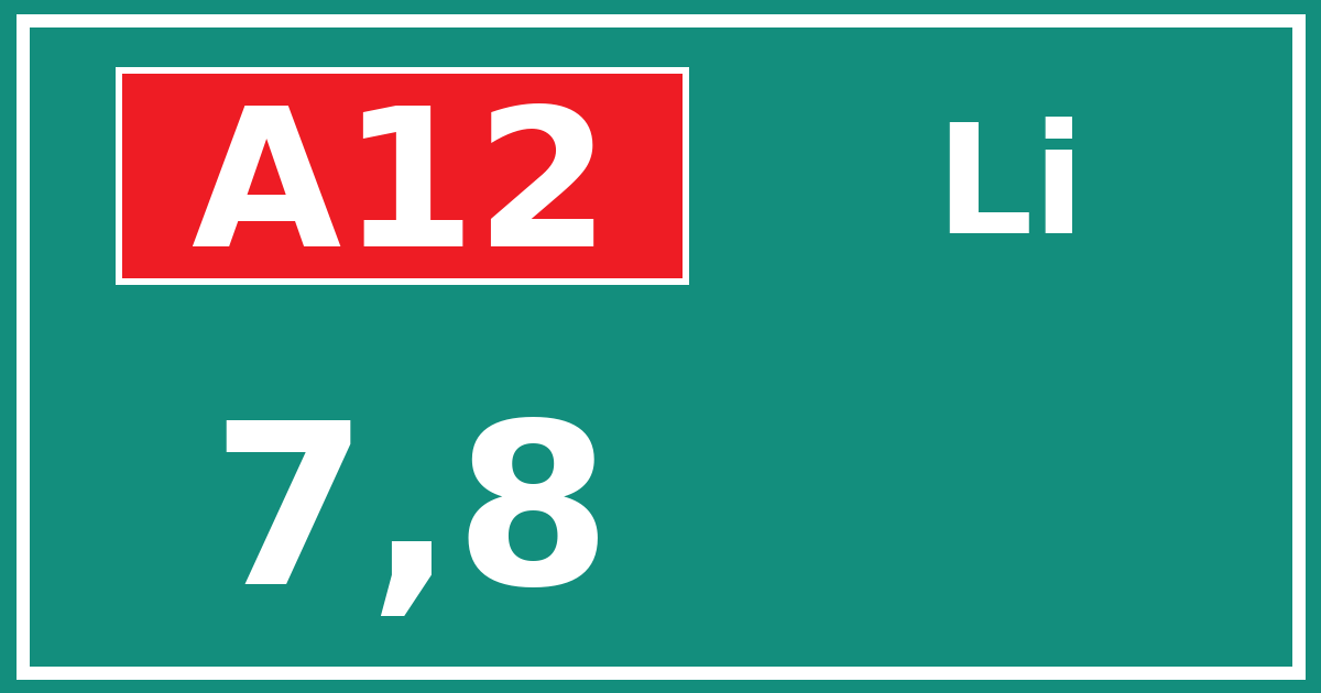 Hectometerbord A12 7,8 zijde Li