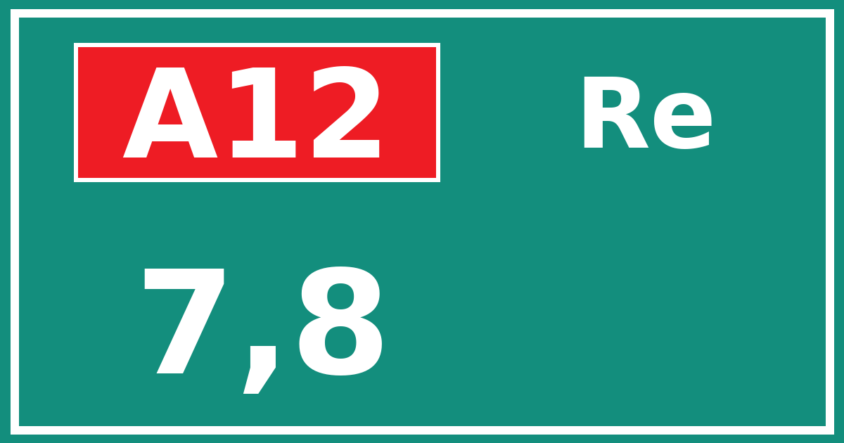 Hectometerbord A12 7,8 zijde Re