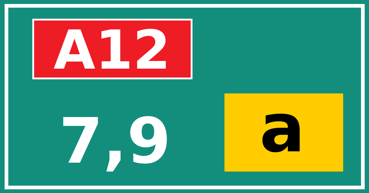 Hectometerbord A12 7,9 letter a