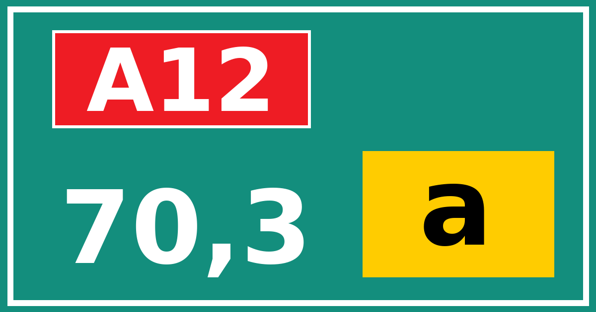 Hectometerbord A12 70,3 letter a
