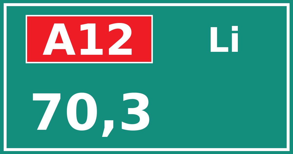 Hectometerbord A12 70,3 zijde Li