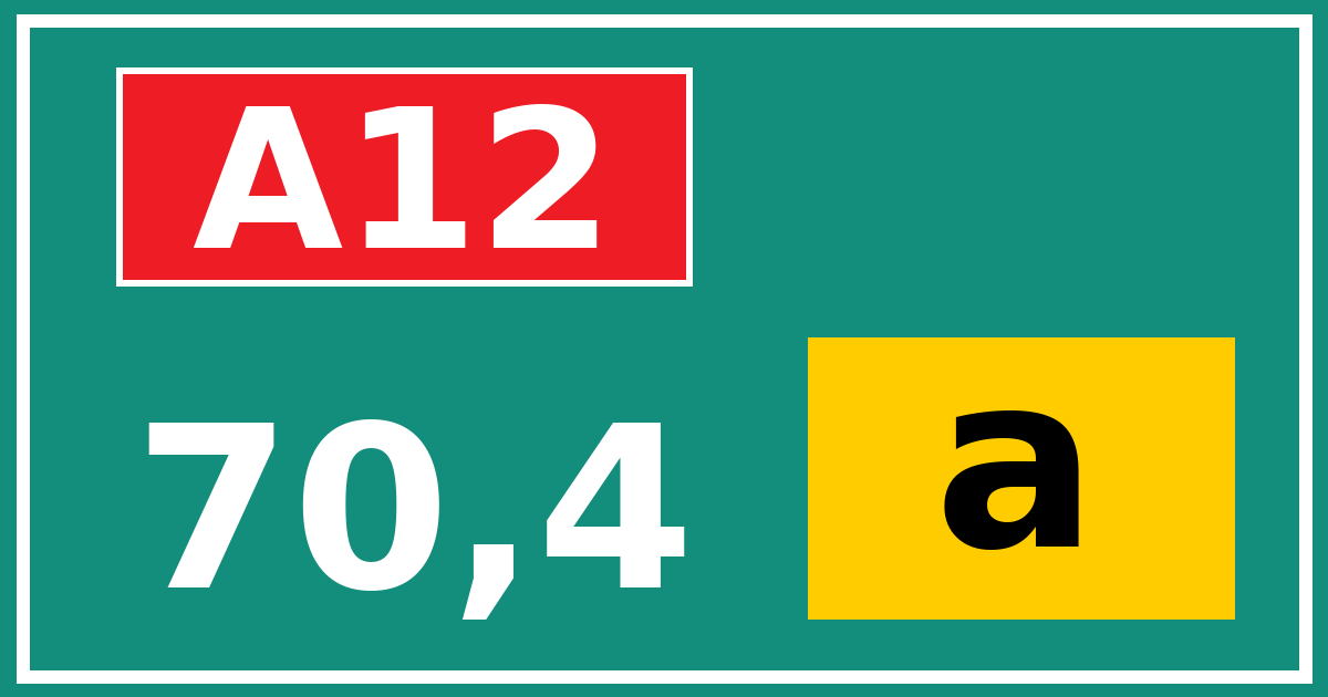 Hectometerbord A12 70,4 letter a