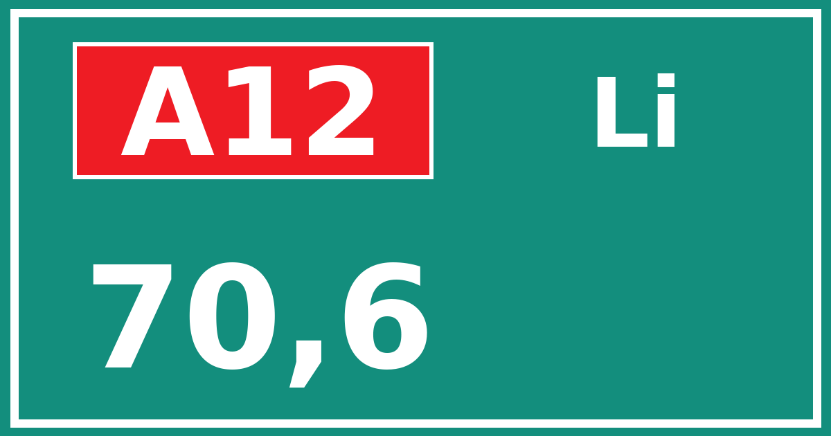 Hectometerbord A12 70,6 zijde Li