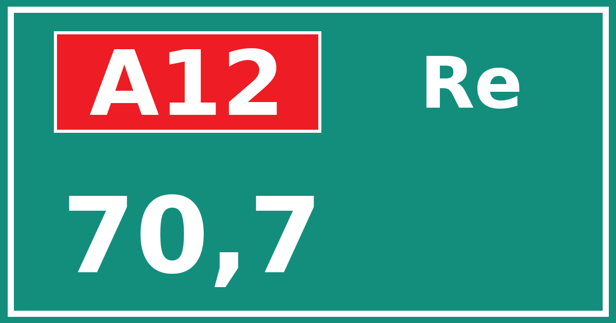 Hectometerbord A12 70,7 zijde Re