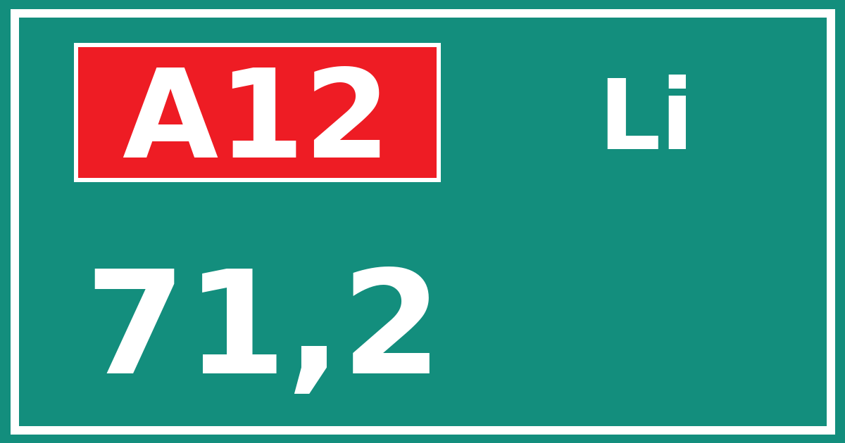 Hectometerbord A12 71,2 zijde Li