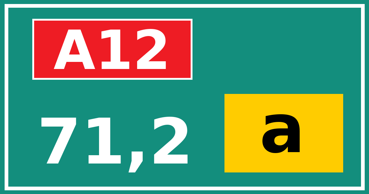 Hectometerbord A12 71,2 letter a