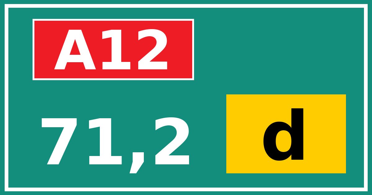 Hectometerbord A12 71,2 letter d