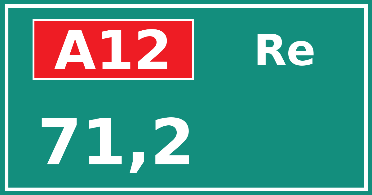 Hectometerbord A12 71,2 zijde Re