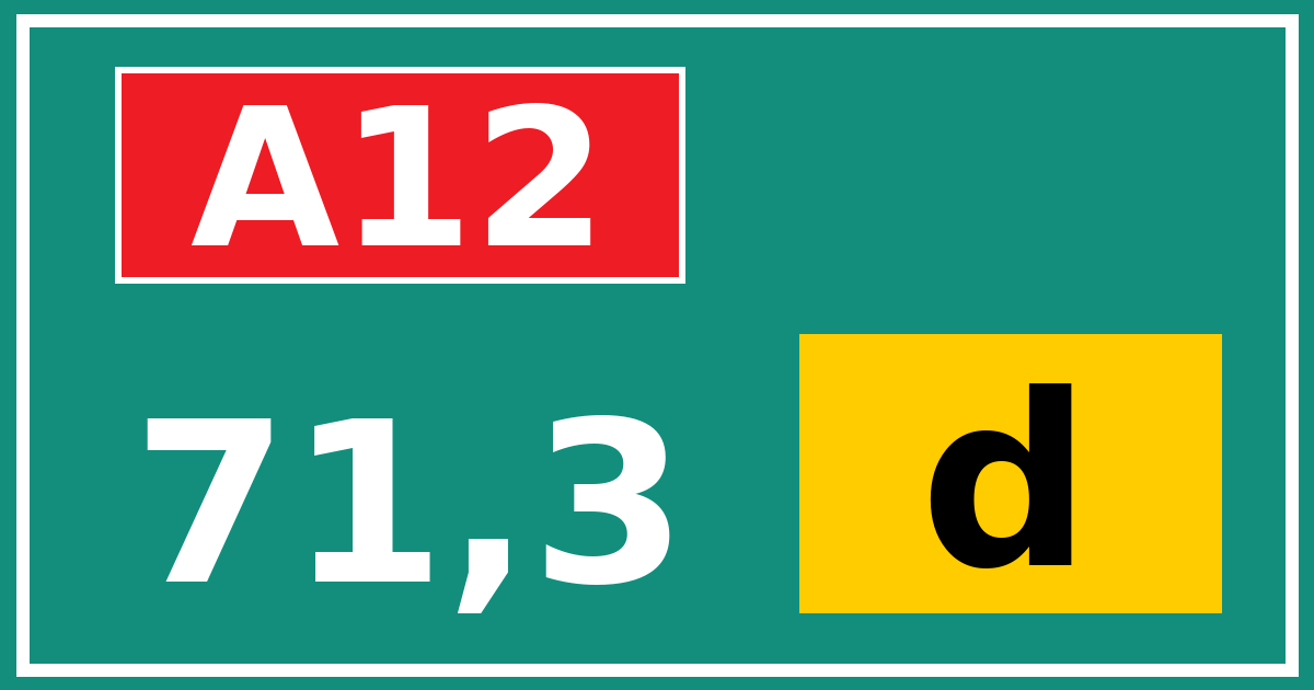 Hectometerbord A12 71,3 letter d