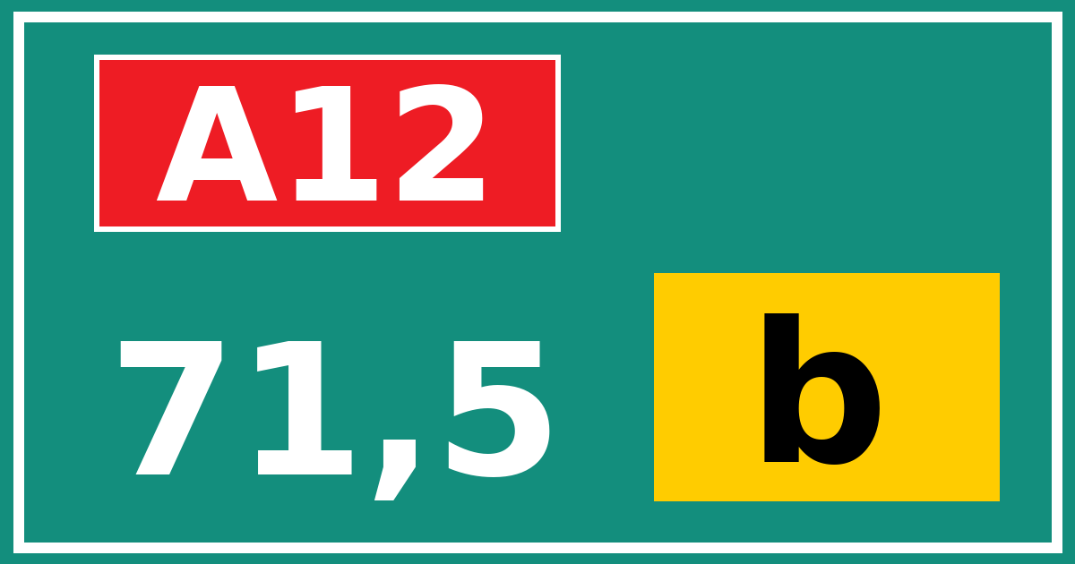 Hectometerbord A12 71,5 letter b