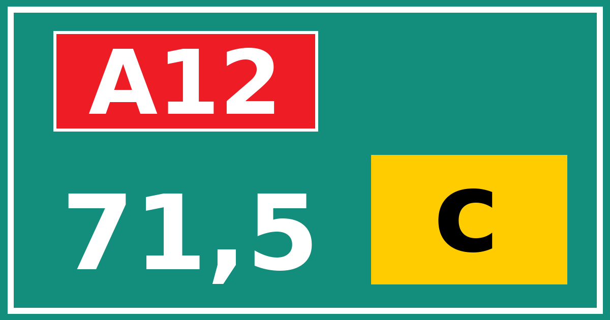 Hectometerbord A12 71,5 letter c